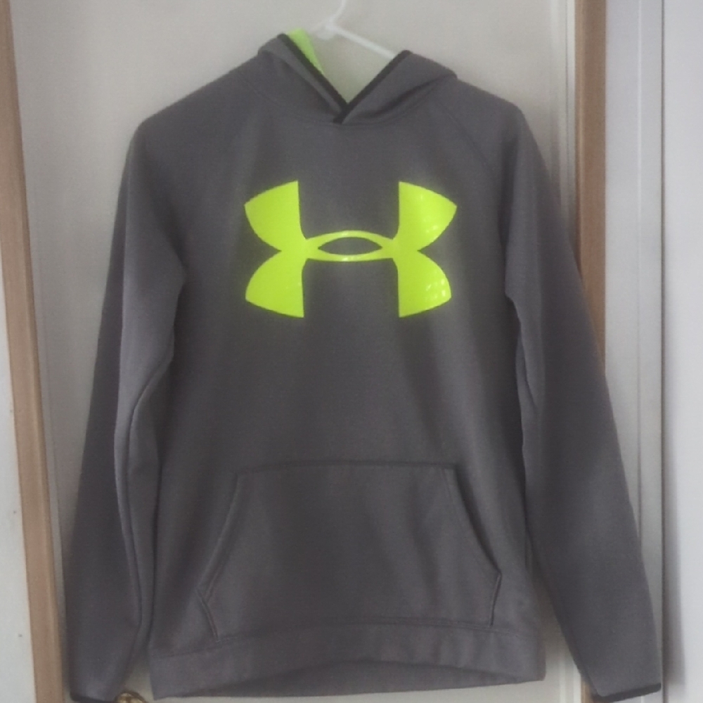 Under Armour Charcoal Hoodie with Bright Yellow Logo